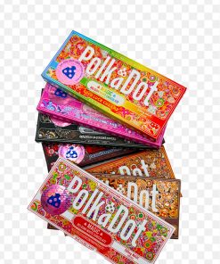 Concept illustration of adulterated chocolate with question marks representing unknown psychoactive content